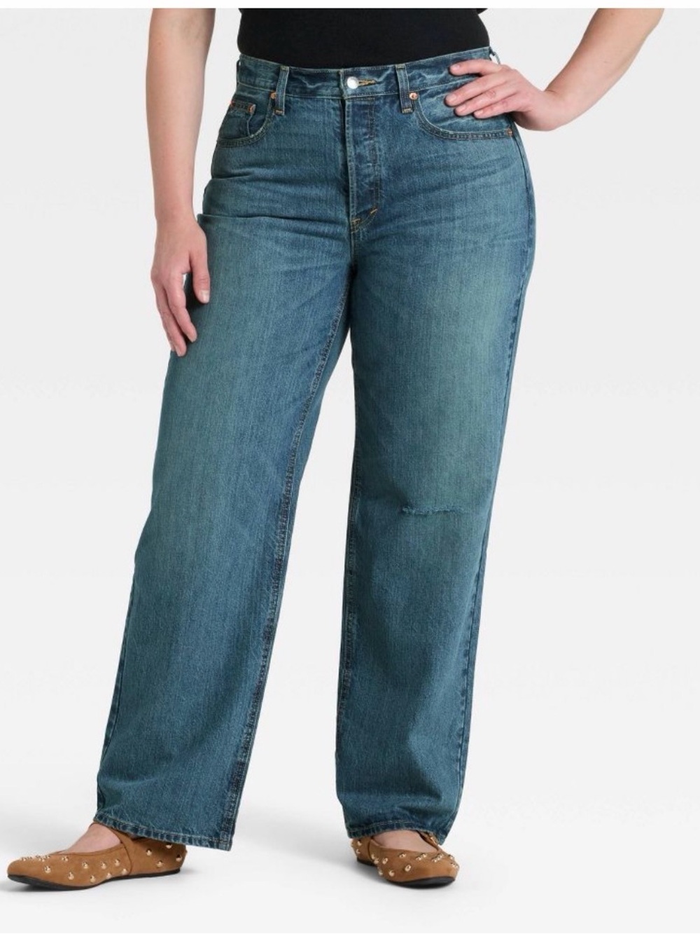 Universal Thread Women 90s Mid-Rise Baggy Denim Jeans Button Fly New with Tags - Picture 7 of 11